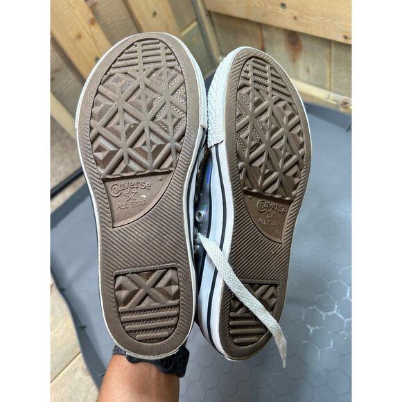 Converse Youth Size 1 Silver Holographic All Star Low Top Sneakers - Picture 7 of 7